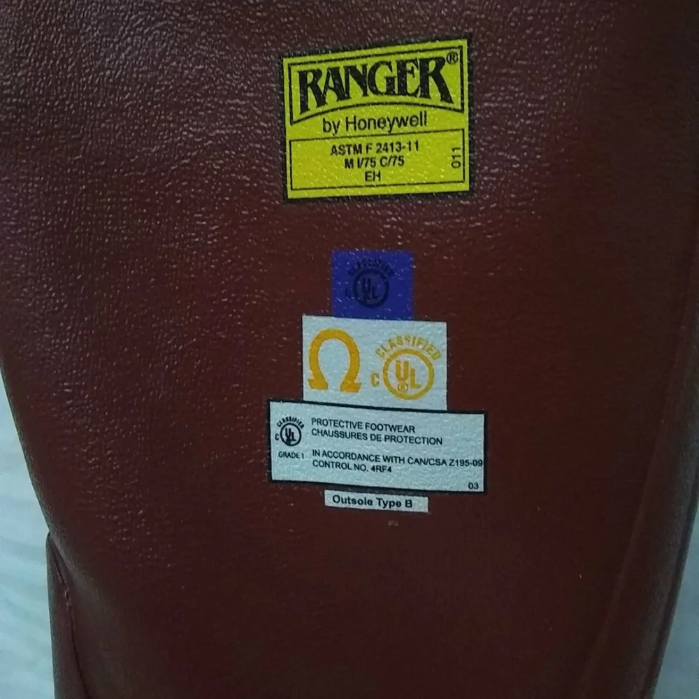 Ranger By Honeywell Mens Boots Rubber ASTM F 2413-11  Steel Toe  Size 6